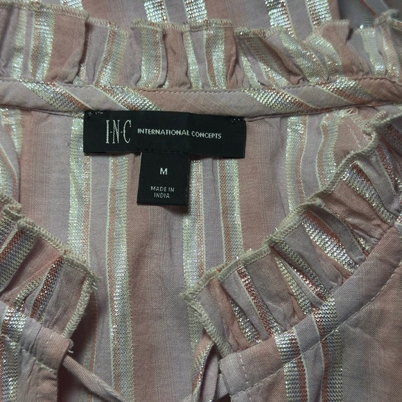 INC International Concepts Pink Flutter Sleeve Blouse with Tie Front - Picture 5 of 5
